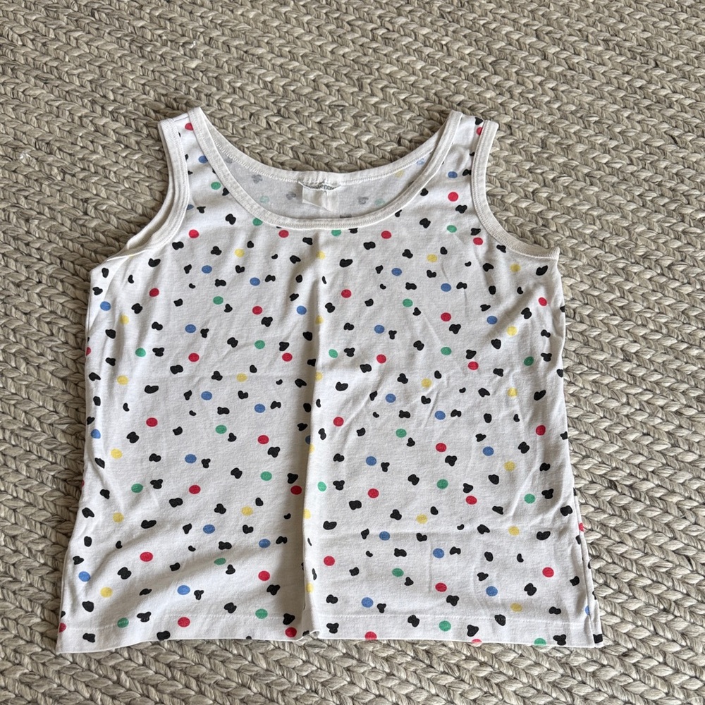 Vintage White Tank Top with Multicolor Polka Dots